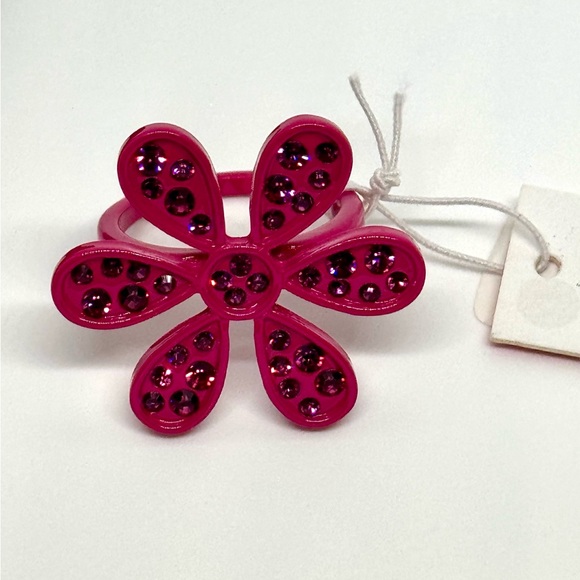 Isaac Mizrahi Pink Crystal Daisy Statement Ring SZ 9 - Picture 2 of 5